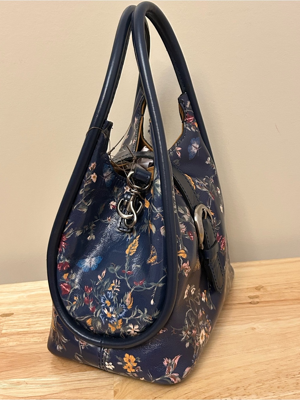 Patricia Nash Navy Floral Shoulder Bag with Buckle Detail - Picture 7 of 16